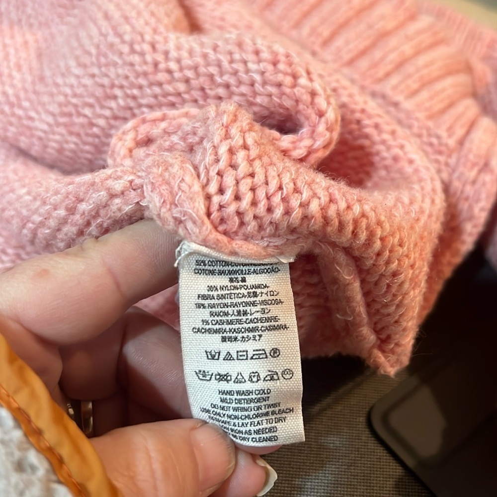 Free People Oversized off the shoulder peach  sweater cotton - Picture 7 of 8